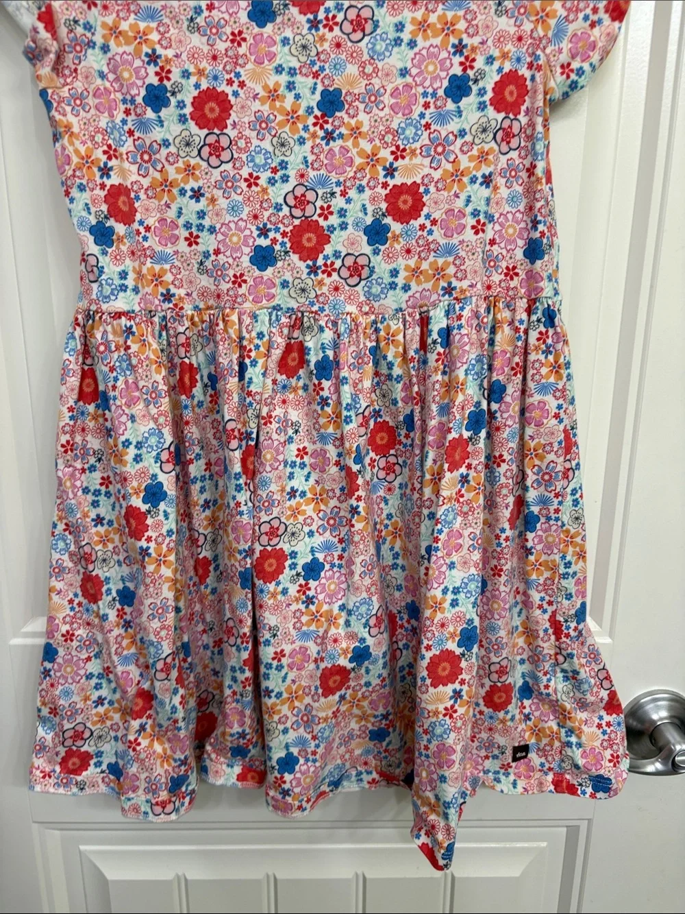 Tea Girls Floral Cap Sleeve Dress - Pink Multi